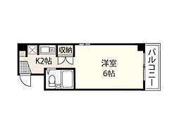 クリエーション中広 1Kの間取図画像