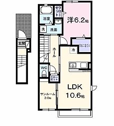 パストラーレ F 1LDKの間取図画像