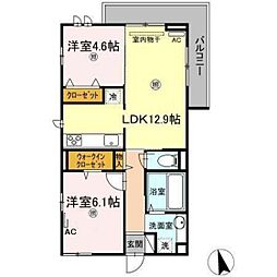 リーベル 2LDKの間取図画像