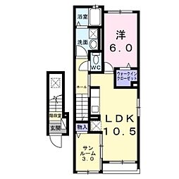 サン・ジェルメ 1LDKの間取図画像