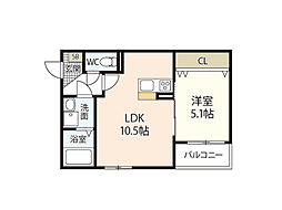 アドバンス隅の浜 1LDKの間取図画像