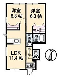 グランマストみくまり壱番館 2LDKの間取図画像