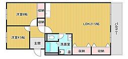 コープ野村牛田 2LDKの間取図画像