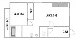 石本ビル 1LDKの間取図画像