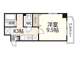 クロワール京橋 1Kの間取図画像