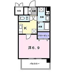 カーサエテルナ 1Kの間取図画像
