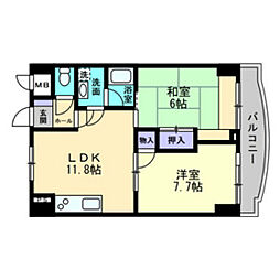 サンビレッジ段原 2LDKの間取図画像