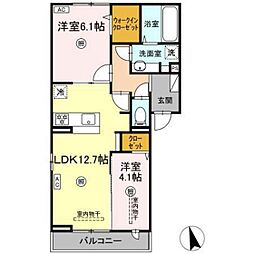 トリシアくるめ木 オニオンハイツ 2LDKの間取図画像