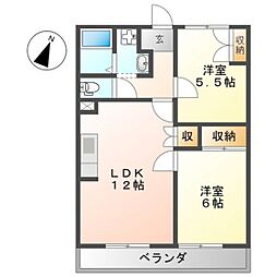 エル・コーポ中山 2LDKの間取図画像