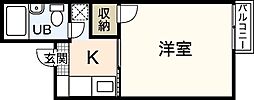 グランデュール松屋 1Kの間取図画像
