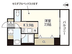 CASAEN2 1Kの間取図画像