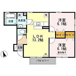 ラ・ルーチェ 2LDKの間取図画像