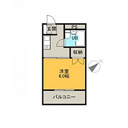 クレスト庚午北 1Kの間取図画像