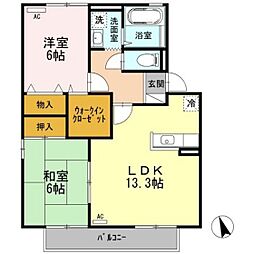 ジュネス2 2LDKの間取図画像