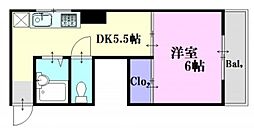 山崎ビル 1DKの間取図画像