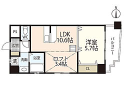ピアチェーレ舟入 1LDKの間取図画像
