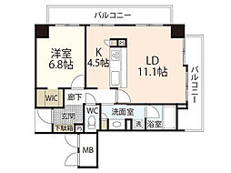 広島ガーデンシティ白島城北イーストタワー 1LDKの間取図画像