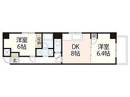 富士見町多川ビル 2DKの間取図画像