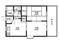 せせらぎハイツ2三宅 2DKの間取図画像