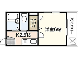 メルカード弐番館 1Kの間取図画像