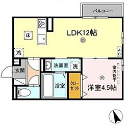 Nocturne2 1LDKの間取図画像