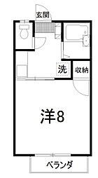 リバーサイド1 1Kの間取図画像