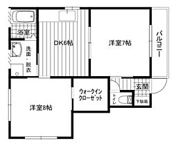 蘭弐番館 2DKの間取図画像
