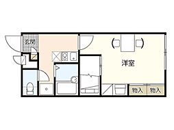 レオパレス虹 1Kの間取図画像