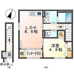 仮)スターテラスII中野東 1LDKの間取図画像