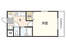 グリーンメゾン 1Kの間取図画像