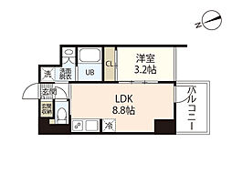 LaSante舟入本町 1LDKの間取図画像