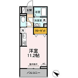 ベリッシモ ワンルームの間取図画像
