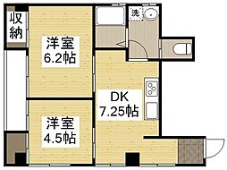 ヴィラ呉本通 2DKの間取図画像