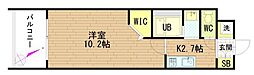 グラビスコート白島 1Kの間取図画像