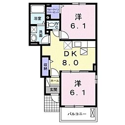 ウインドコート 2DKの間取図画像
