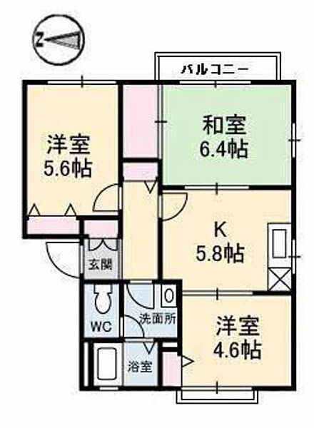 パークサイド・イズミ　Ｅ号館 ｜広島県広島市安芸区矢野南1丁目(賃貸アパート3K・2階・50.78㎡)の写真 その2