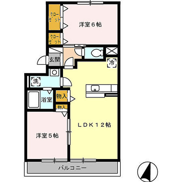 Ｋフルール ｜広島県広島市安佐南区長楽寺1丁目(賃貸アパート2LDK・2階・53.79㎡)の写真 その2