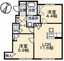 ハーブ上ヶ原V  ｜ 広島県広島市安佐南区伴東2丁目（賃貸アパート2LDK・1階・53.28㎡） その2