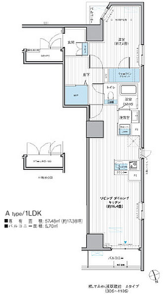 栖～すみか～浅草蔵前 605｜東京都台東区駒形1丁目(賃貸マンション1LDK・6階・57.48㎡)の写真 その2