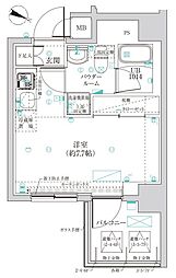 クラリッサ 横浜 アレッタ 4階ワンルームの間取り