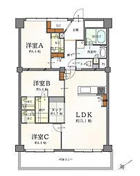 なぎさニュータウン4号棟 3LDKの間取図画像