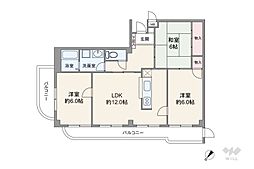 第6カーサ円正 3LDKの間取図画像