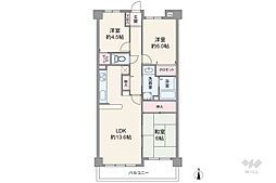 藤和シティコープ藤ケ丘2 3LDKの間取図画像