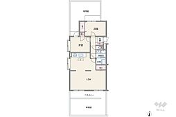 ライオンズマンション上社第2 2LDKの間取図画像