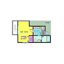ヨコハマベイウエスト 1Kの間取図画像