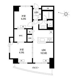 鶴見ワンダーランド 2LDKの間取図画像