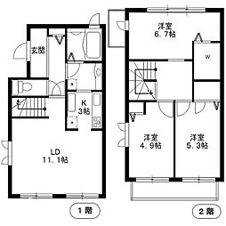 グラシア・フィス北寺尾E 3LDKの間取図画像