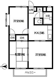 アメニティFM・A棟 3Kの間取図画像