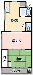 コーポ富士 2DKの間取図画像