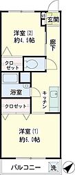 横浜スカイマンション 2Kの間取図画像